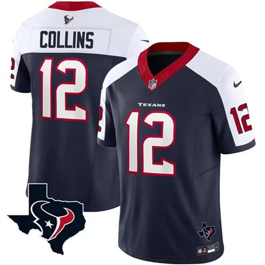 Men's White/Navy Houston Texans #12 Nico Collins 2023 F.U.S.E. Vapor Untouchable Limited Stitched Football Jersey